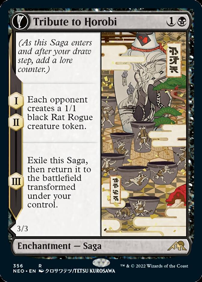 Tribute to Horobi // Echo of Death's Wail (NEO-356) [Kamigawa: Neon Dynasty]: (Showcase, fandfc) Foil