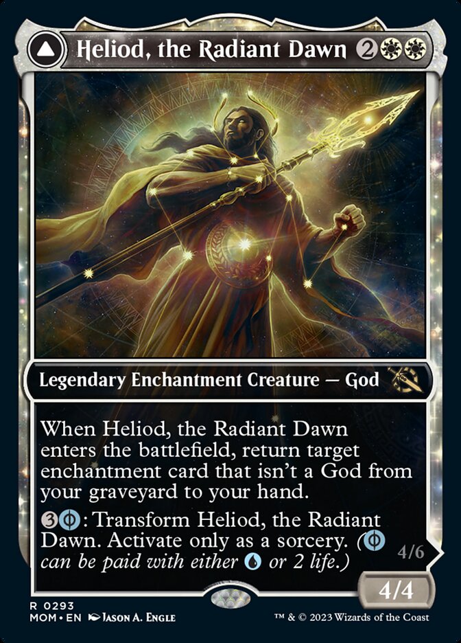 Heliod, the Radiant Dawn // Heliod, the Warped Eclipse (MOM-293) [March of the Machine]: (Showcase, enchantment) Foil
