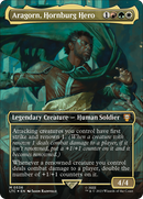 Aragorn, Hornburg Hero (Borderless) (Surge Foil) (LTC-536) [Tales of Middle-earth Commander] (Borderless) Foil