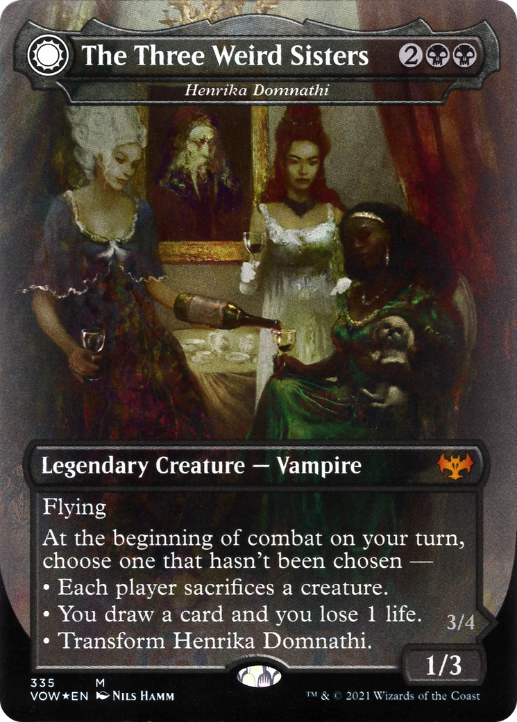 Henrika Domnathi // Henrika, Infernal Seer (VOW-335) [Innistrad: Crimson Vow]: (Double Faced Transform) (Borderless) Foil