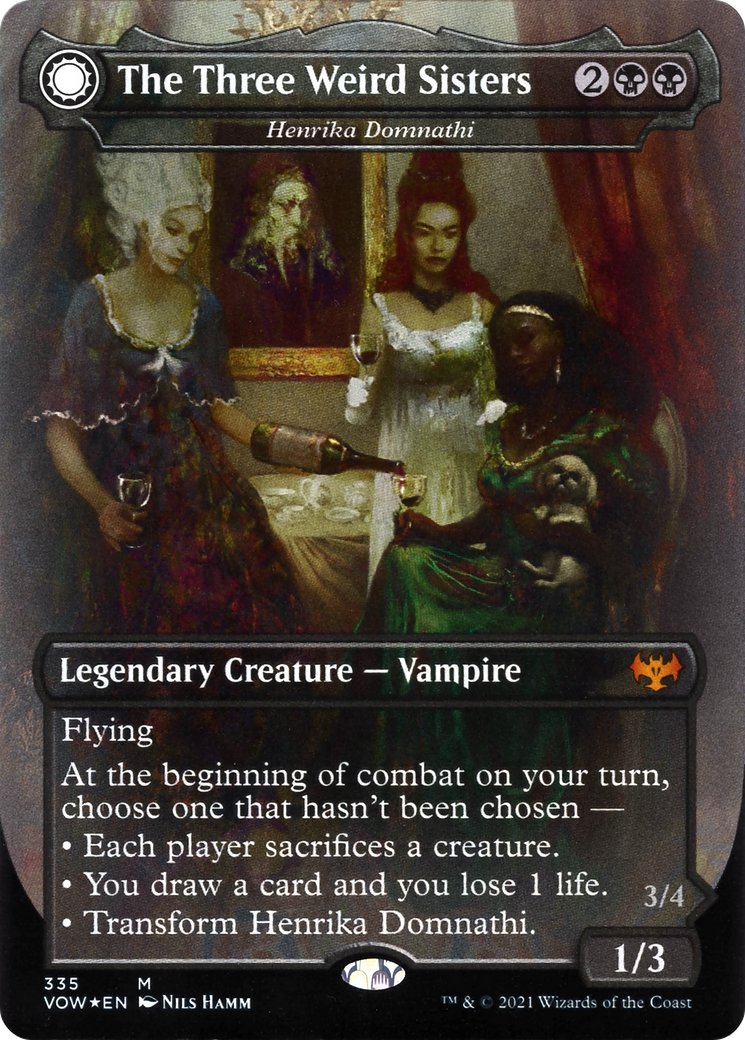 The Three Weird Sisters - Henrika Domnathi (VOW-335) (Borderless) [Innistrad: Crimson Vow]