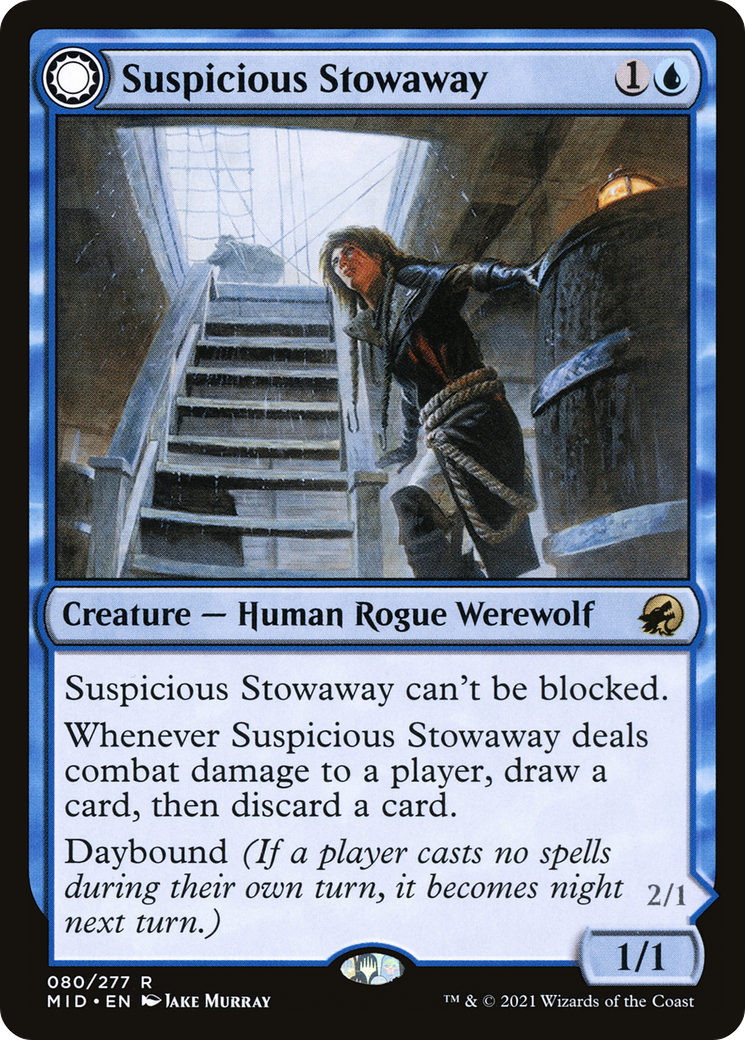 Suspicious Stowaway // Seafaring Werewolf (MID-080) [Innistrad: Midnight Hunt]: (Double Faced Transform) Foil