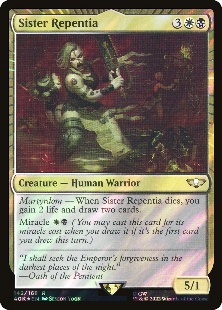 Sister Repentia (Surge Foil) (40K-142) [Warhammer 40,000 Commander] Foil