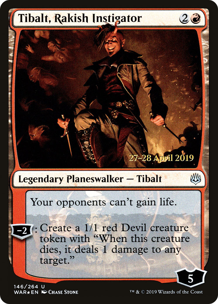 Tibalt, Rakish Instigator (PRE-146S) [War of the Spark Promos] Foil