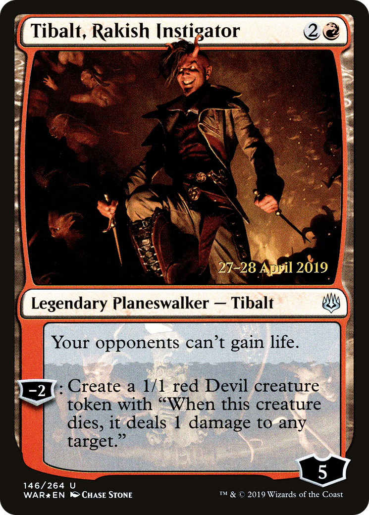 Tibalt, Rakish Instigator (PRE-146S) [War of the Spark Promos] Foil