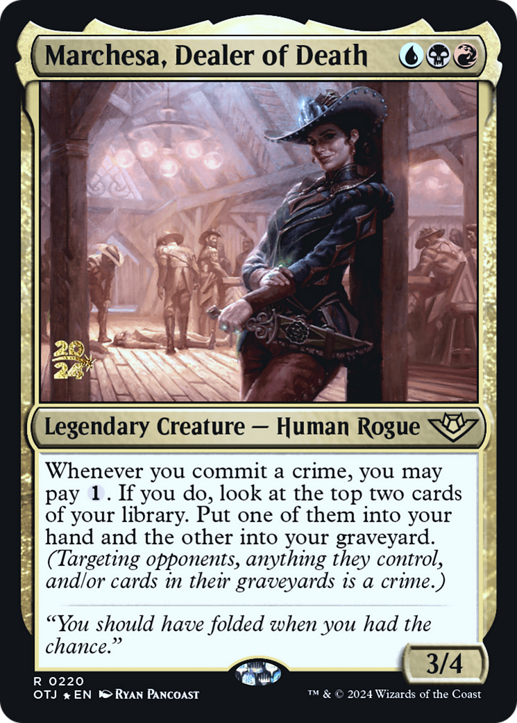 Marchesa, Dealer of Death (PRE-220) [Outlaws of Thunder Junction Promos] Foil