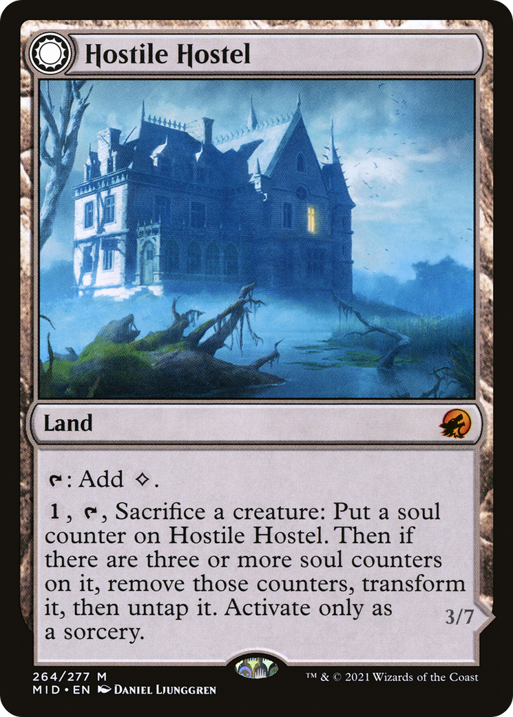 Hostile Hostel // Creeping Inn (MID-264) [Innistrad: Midnight Hunt]: (Double Faced Transform) Foil
