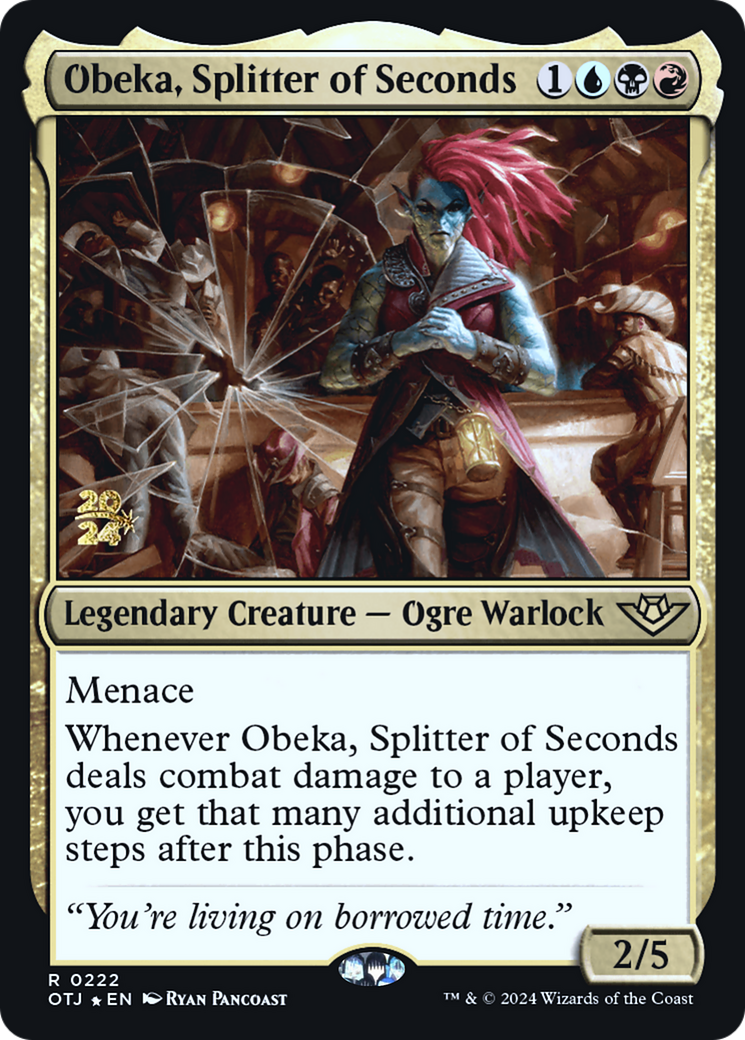 Obeka, Splitter of Seconds (PRE-222S) [Outlaws of Thunder Junction Promos] Foil