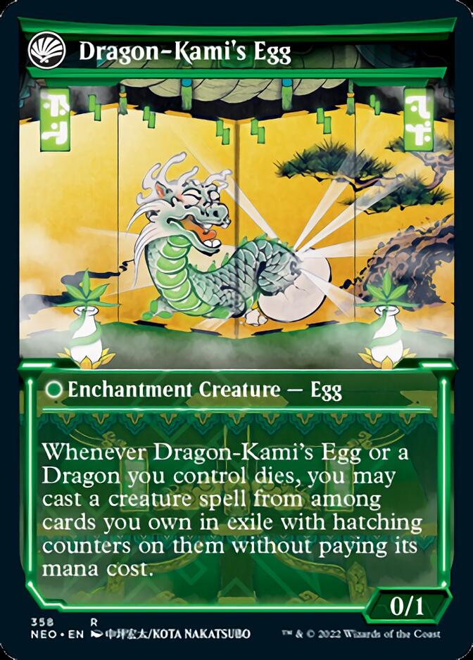 The Dragon-Kami Reborn // Dragon-Kami's Egg (NEO-358) [Kamigawa: Neon Dynasty]: (Showcase, fandfc)