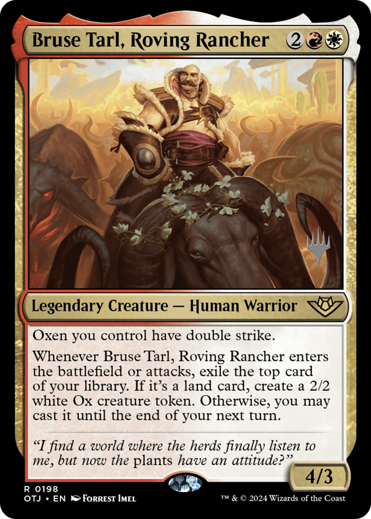 Bruse Tarl, Roving Rancher (PPOTJ-198P) [Outlaws of Thunder Junction Promos]