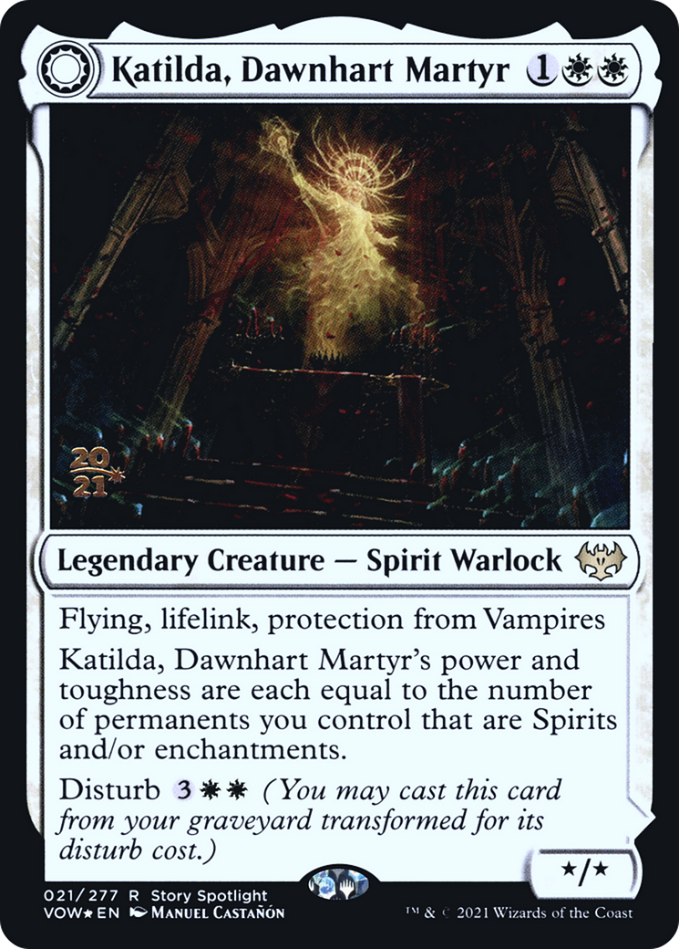 Katilda, Dawnhart Martyr // Katilda's Rising Dawn (PRE-21S) [Innistrad: Crimson Vow Promos]: (Double Faced Transform) Foil