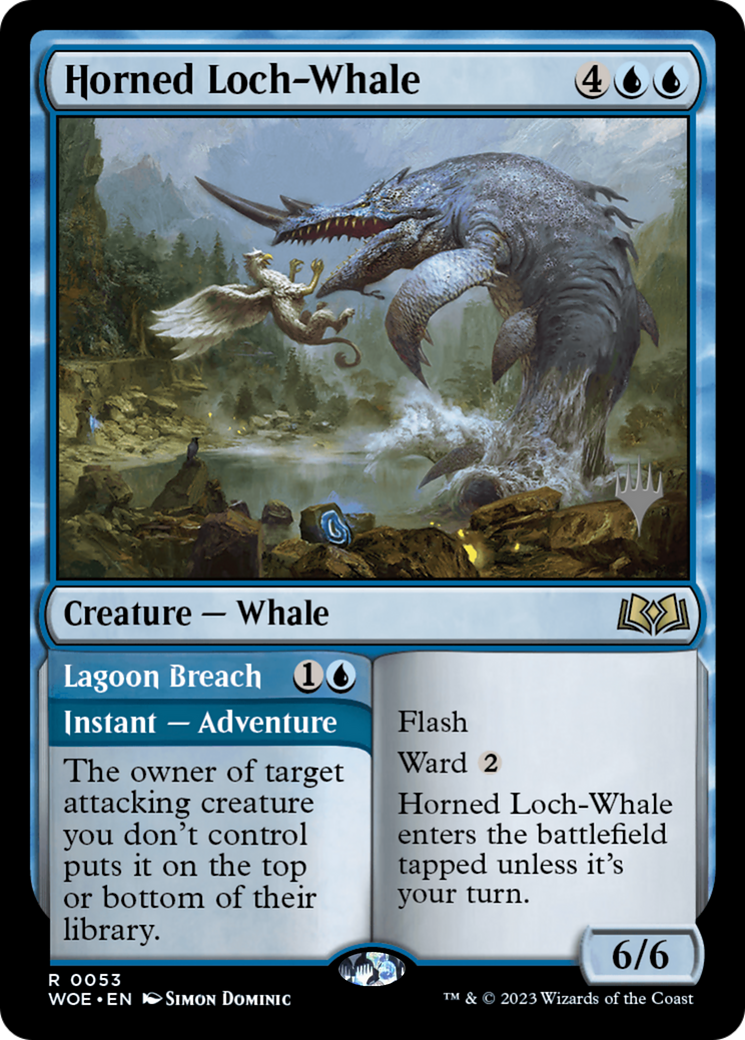 Horned Loch-Whale // Lagoon Breach (PPWOE-53P) [Wilds of Eldraine Promos]