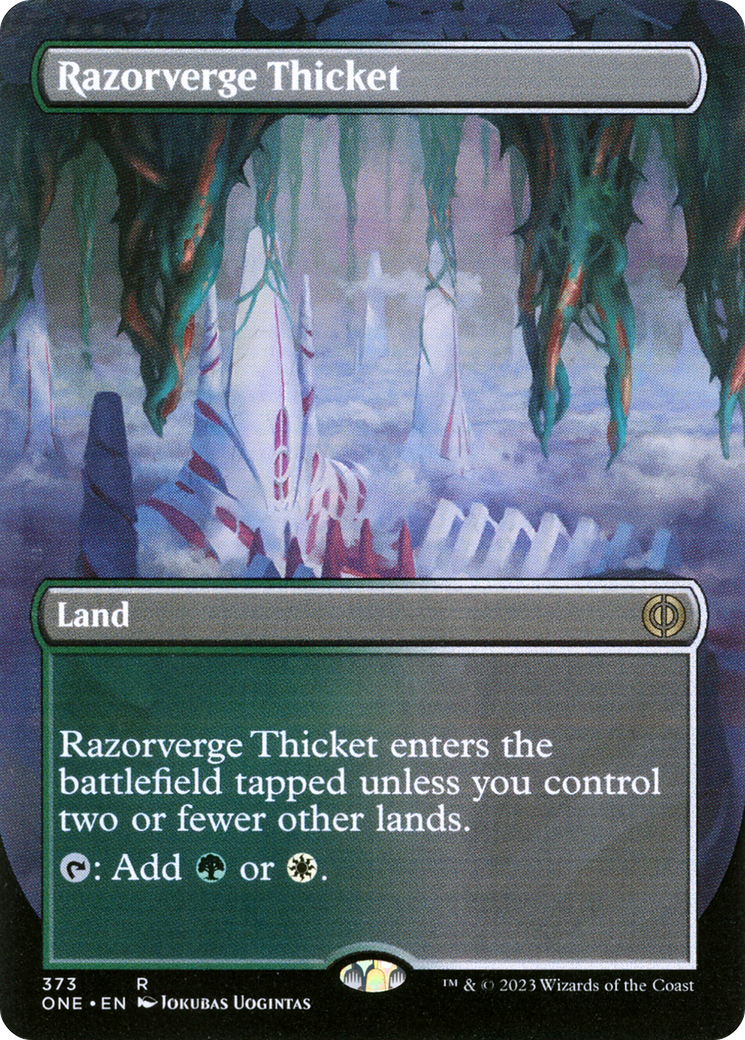 Razorverge Thicket (ONE-373) [Phyrexia: All Will Be One] (Borderless) Foil