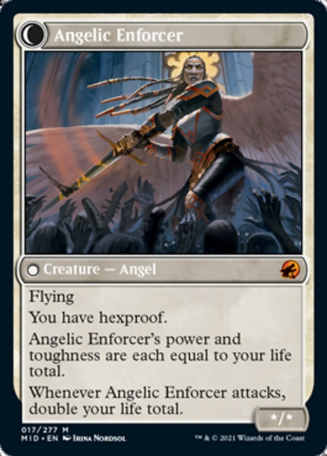 Enduring Angel // Angelic Enforcer (MID-017) [Innistrad: Midnight Hunt]: (Double Faced Transform) Foil