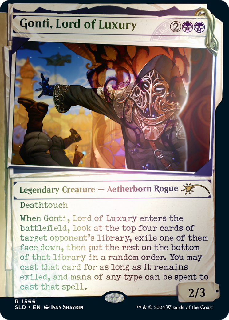 Gonti, Lord of Luxury (Rainbow Foil) (SLD-1566★) (Showcase) [Secret Lair Drop] Foil