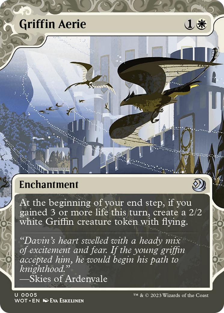 Griffin Aerie (WOT-005) [Wilds of Eldraine: Enchanting Tales]: (Showcase) (Borderless) Foil