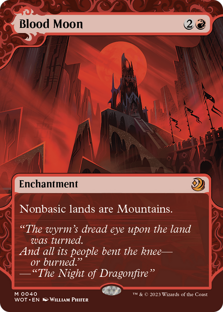 Blood Moon (WOT-040) [Wilds of Eldraine: Enchanting Tales]: (Showcase) (Borderless) Foil
