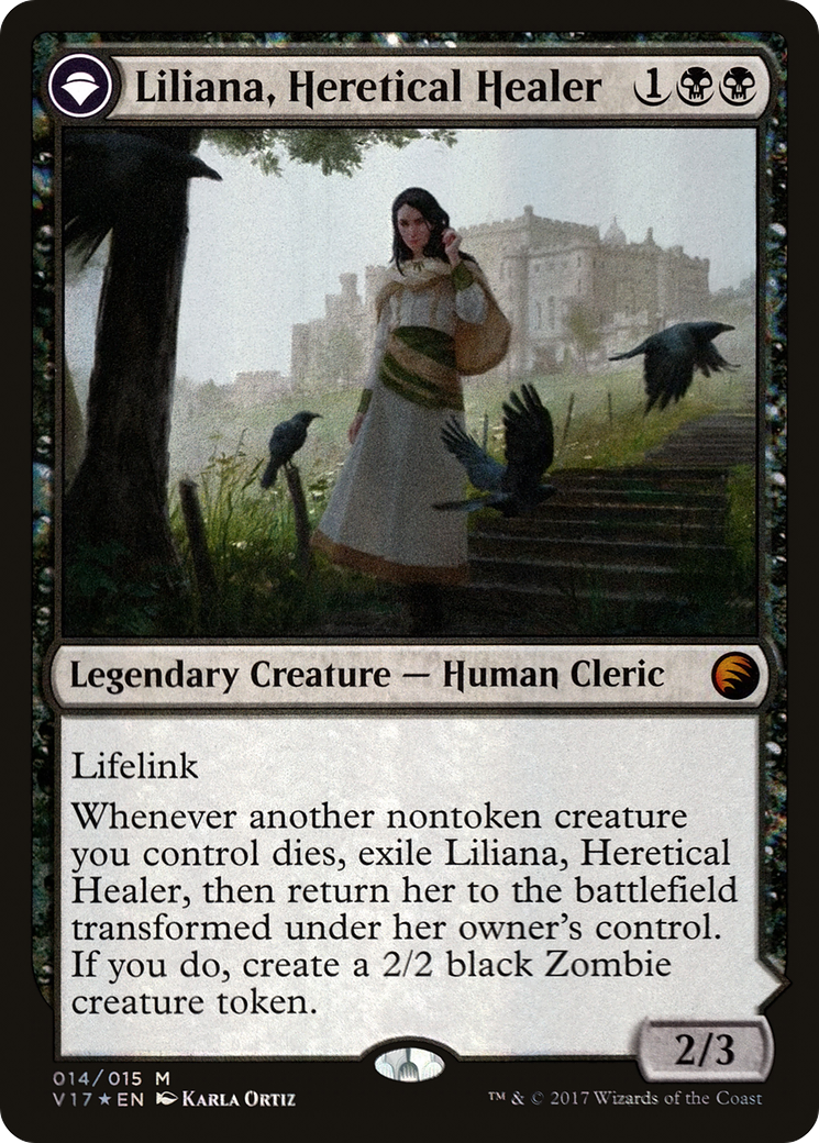 Liliana, Heretical Healer // Liliana, Defiant Necromancer (V17-014) [From the Vault: Transform]: (originpwdfc) Foil