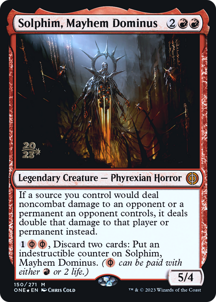 Solphim, Mayhem Dominus (PRE-150S) [Phyrexia: All Will Be One Promos] Foil