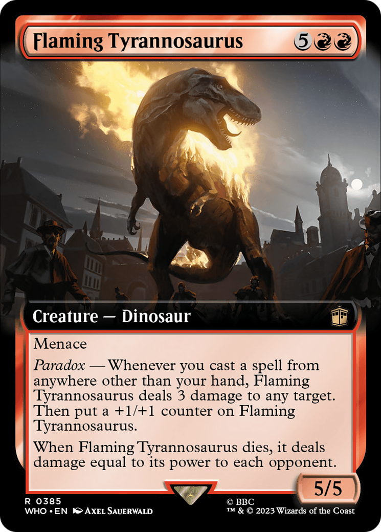 Flaming Tyrannosaurus (WHO-385) [Doctor Who]: (Extended Art) Foil