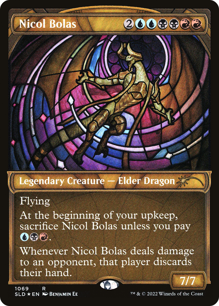 Nicol Bolas (Stained Glass) (Textured Foil) (SLD-1069) (Showcase) [Secret Lair Drop] Foil