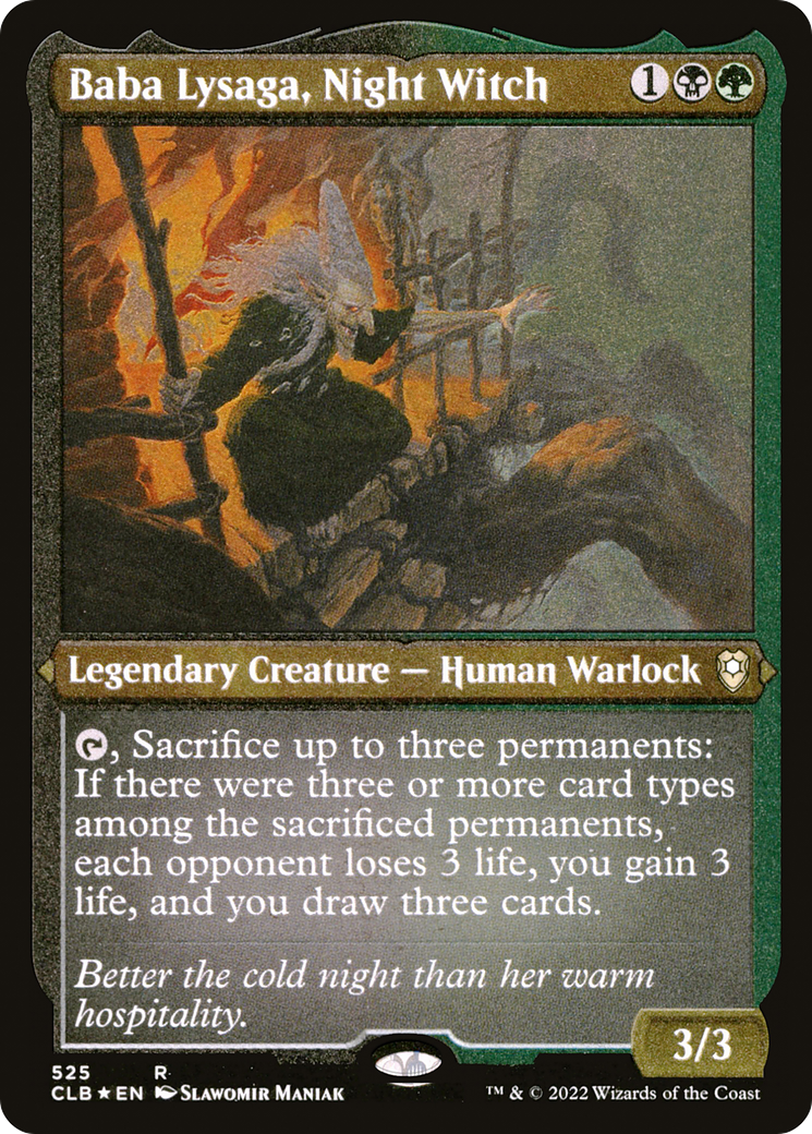 Baba Lysaga, Night Witch (CLB-525) [Commander Legends: Battle for Baldur's Gate] Etched Foil