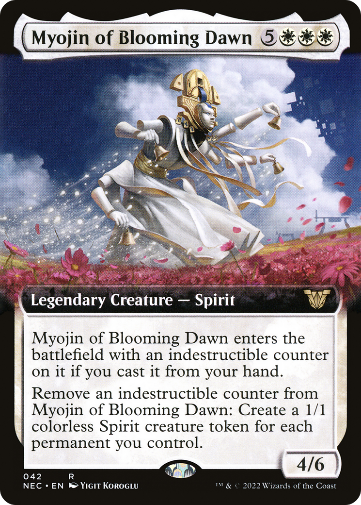 Myojin of Blooming Dawn (NEC-042) [Neon Dynasty Commander]: (Extended Art)