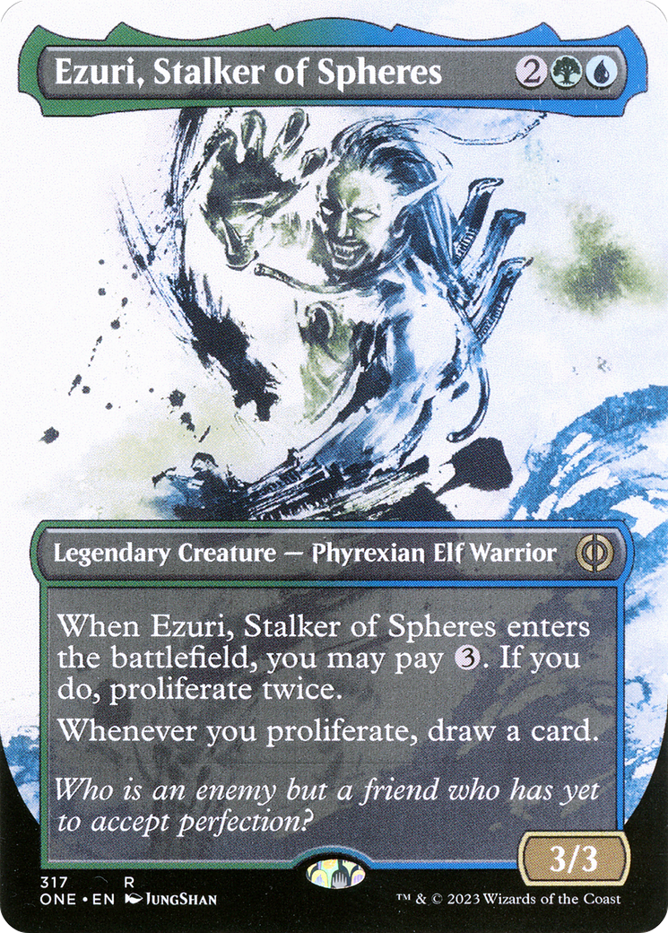 Ezuri, Stalker of Spheres (Showcase) (ONE-317) (Borderless) [Phyrexia: All Will Be One]