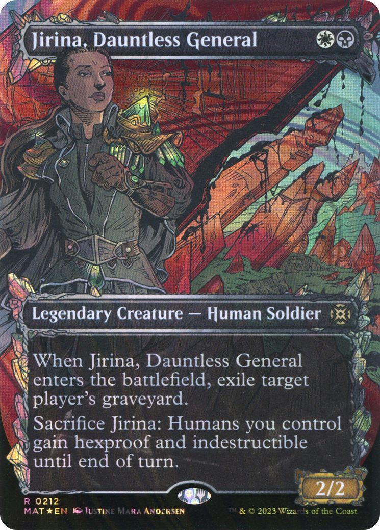 Jirina, Dauntless General (MAT-212) [March of the Machine: The Aftermath]: (Showcase) (Borderless) Foil