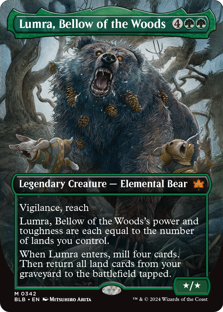Lumra, Bellow of the Woods (Borderless) (BLB-342) [Bloomburrow] Foil