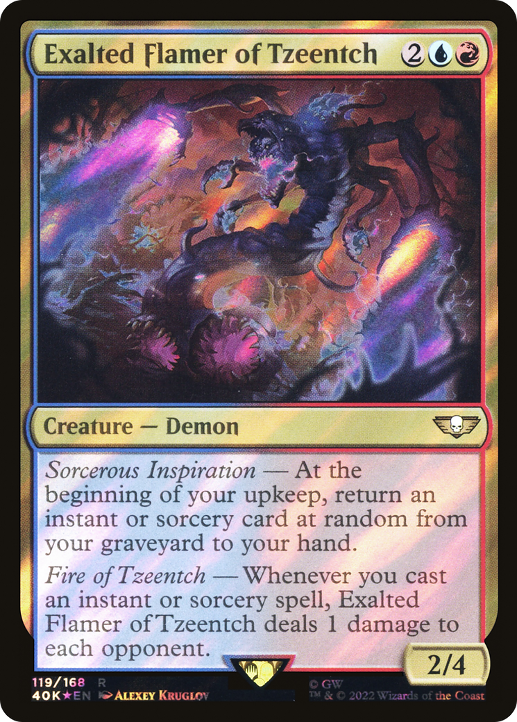 Exalted Flamer of Tzeentch (Surge Foil) (40K-119) [Warhammer 40,000 Commander] Foil