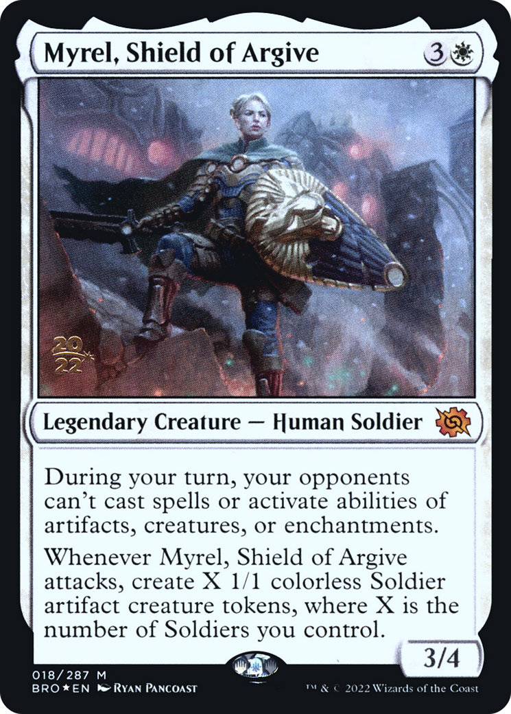 Myrel, Shield of Argive (PRE-018) [The Brothers' War Promos] Foil