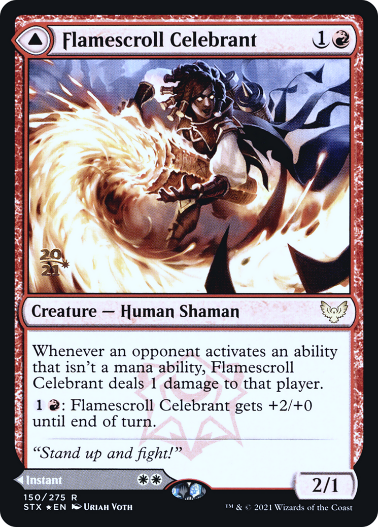 Flamescroll Celebrant // Revel in Silence (PRE-150S) [Strixhaven: School of Mages Promos] Foil