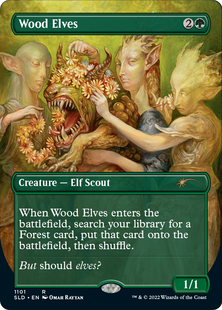 Wood Elves (Borderless) (SLD-1101) (Borderless) [Secret Lair Drop]