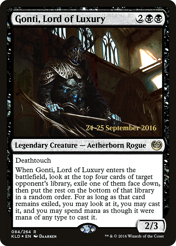 Gonti, Lord of Luxury (PRE-84S) [Kaladesh Promos] Foil