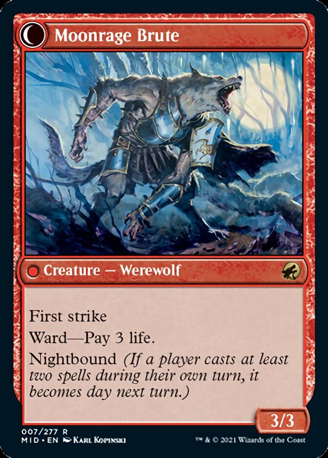 Brutal Cathar // Moonrage Brute (MID-007) [Innistrad: Midnight Hunt]: (Double Faced Transform) Foil