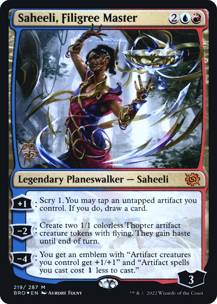 Saheeli, Filigree Master (PRE-219) [The Brothers' War Promos] Foil