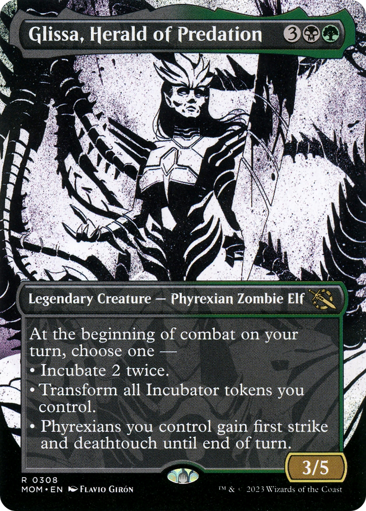 Glissa, Herald of Predation (MOM-308) [March of the Machine]: (Showcase) (Borderless)
