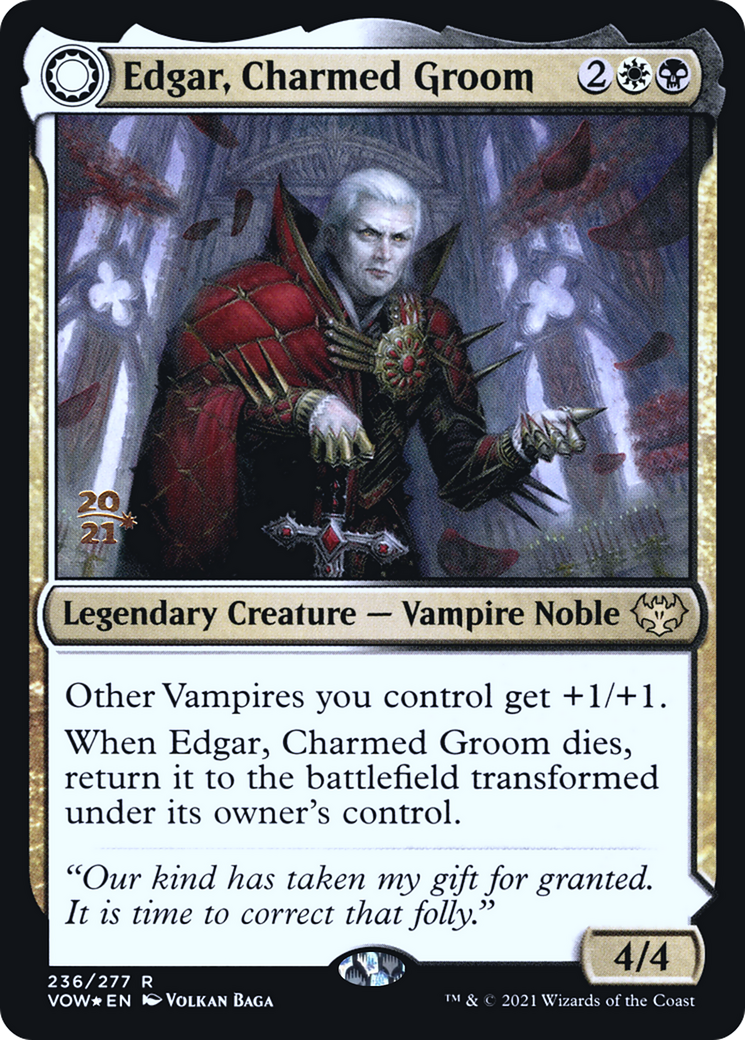 Edgar, Charmed Groom // Edgar Markov's Coffin (PRE-236S) [Innistrad: Crimson Vow Promos]: (Double Faced Transform) Foil