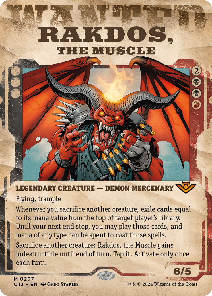 Rakdos, the Muscle (OTJ-297) [Outlaws of Thunder Junction]: (Showcase) (Borderless) Foil