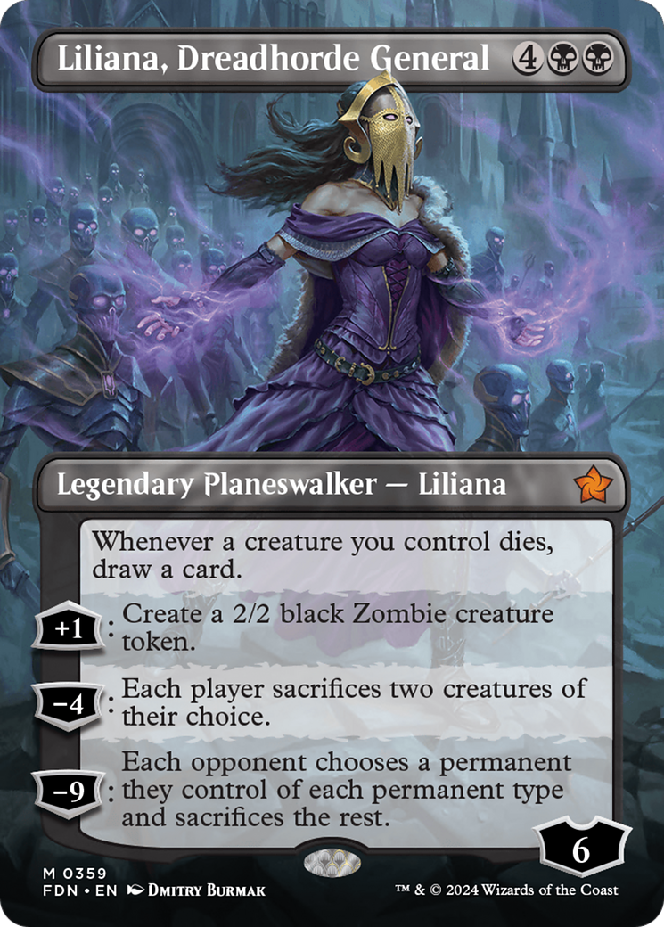 Liliana, Dreadhorde General (FDN-359) [Foundations] (Borderless) Foil
