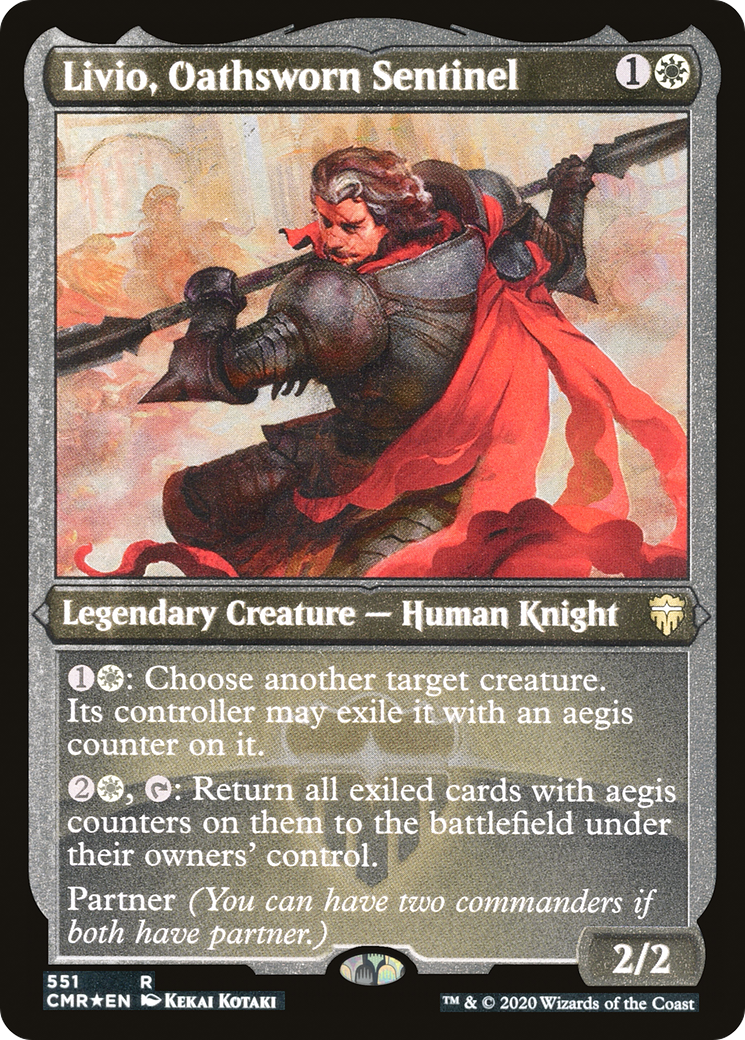 Livio, Oathsworn Sentinel (CMR-551) [Commander Legends] Etched Foil