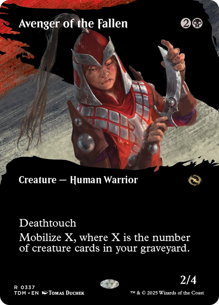 Avenger of the Fallen (TDM-337) [Tarkir: Dragonstorm]: (Showcase) (Borderless) Foil