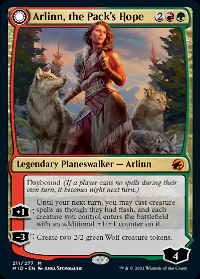 Arlinn, the Pack's Hope // Arlinn, the Moon's Fury (MID-211) [Innistrad: Midnight Hunt]: (Double Faced Transform) Foil