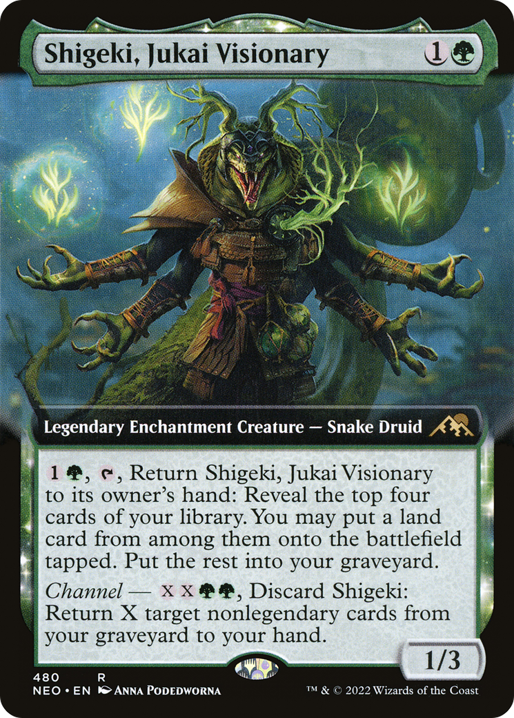 Shigeki, Jukai Visionary (NEO-480) [Kamigawa: Neon Dynasty]: (Extended Art, enchantment) Foil