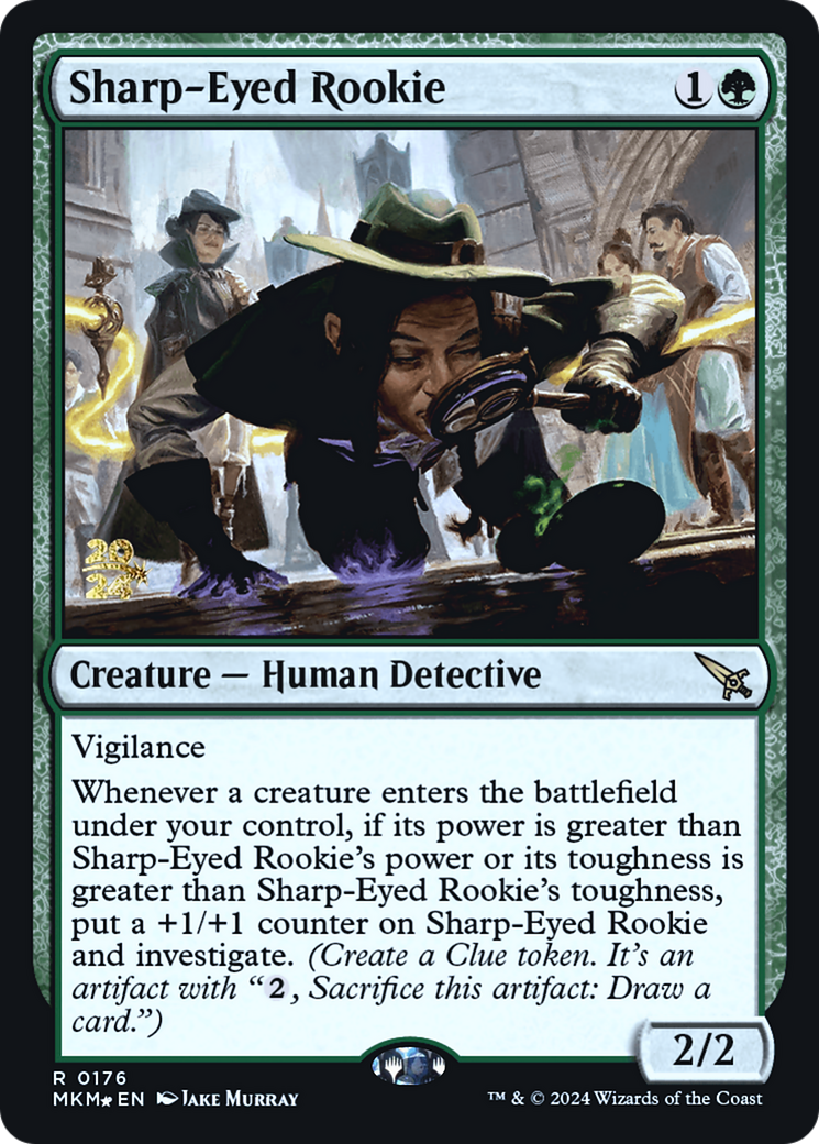 Sharp-Eyed Rookie (PRE-176S) [Murders at Karlov Manor Promos] Foil