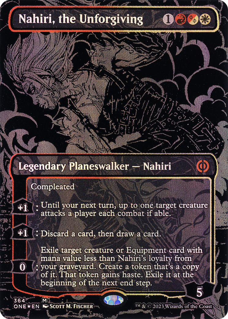 Nahiri, the Unforgiving (ONE-364) [Phyrexia: All Will Be One] (Borderless) Foil