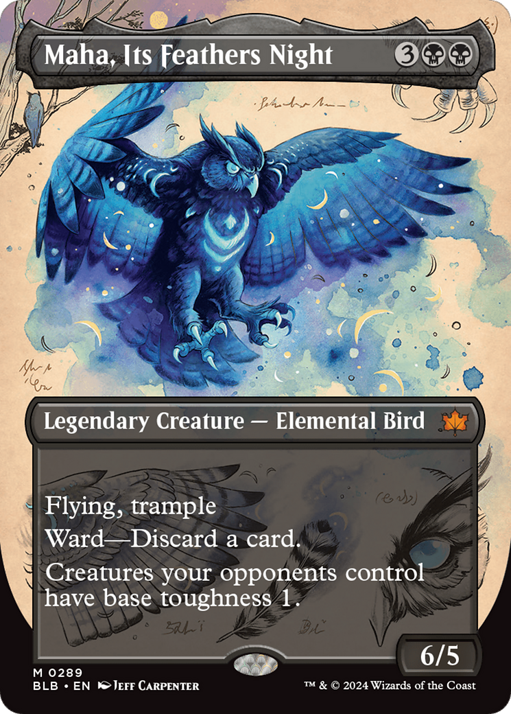 Maha, Its Feathers Night (BLB-289) [Bloomburrow]: (Showcase) (Borderless)