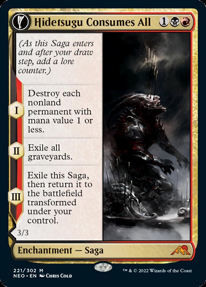 Hidetsugu Consumes All // Vessel of the All-Consuming (NEO-221) [Kamigawa: Neon Dynasty]: (fandfc, enchantment)