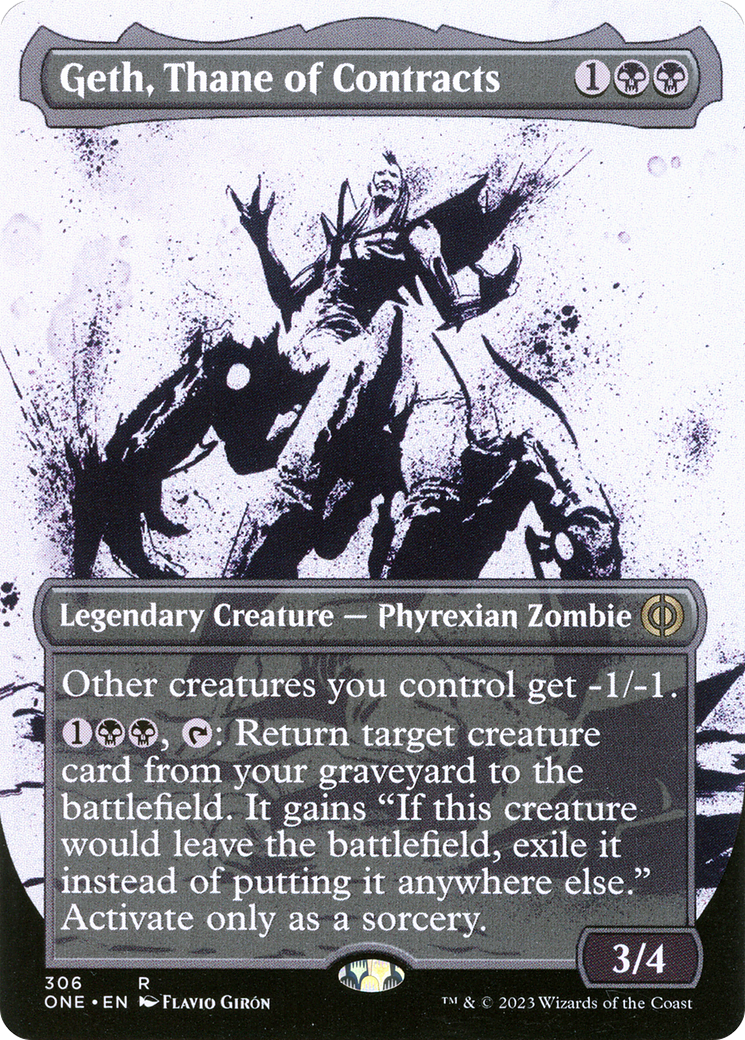 Geth, Thane of Contracts (ONE-306) [Phyrexia: All Will Be One]: (Showcase) (Borderless)